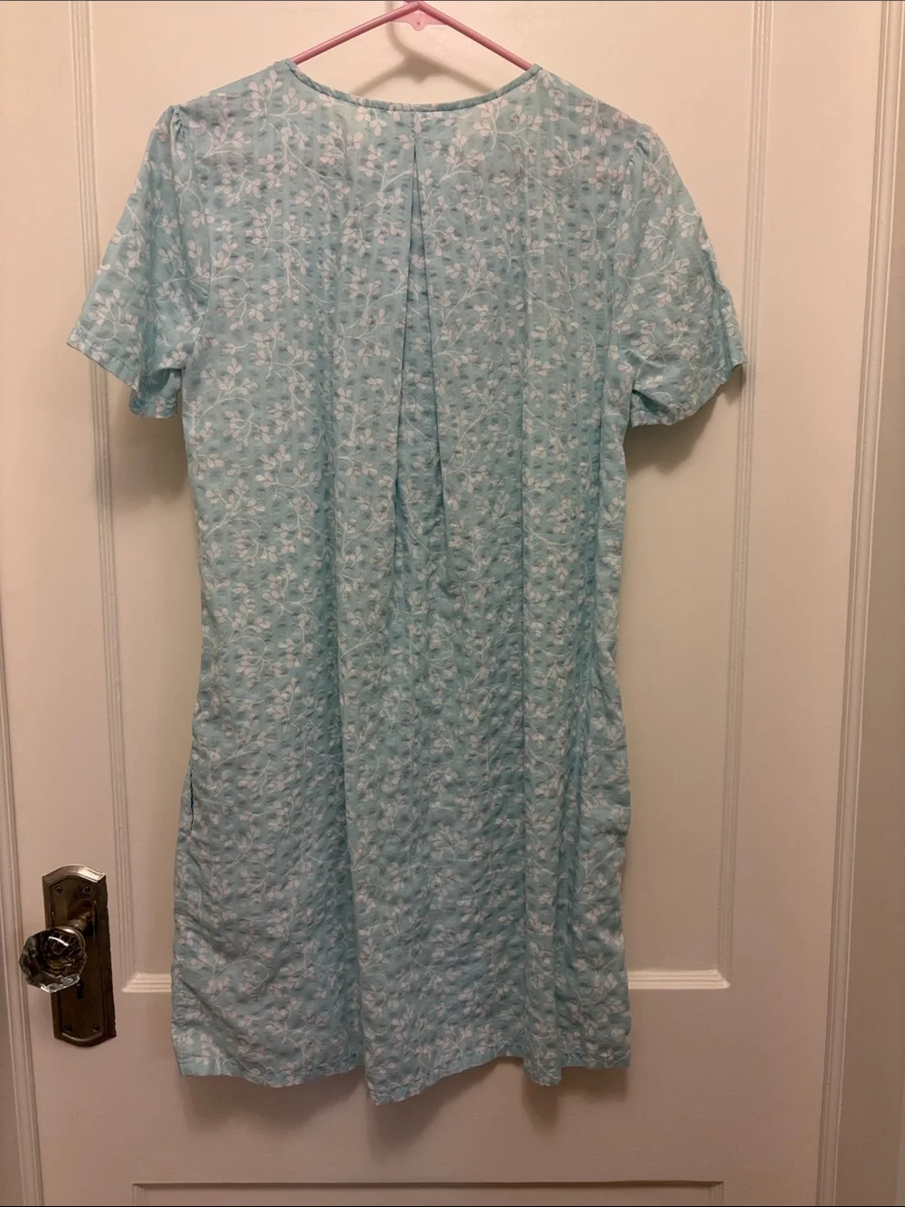 croft & barrow Light Blue Floral Zip-Front Sleep Dress